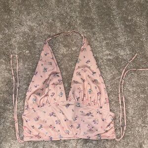 Floral Pink Halter Bralette